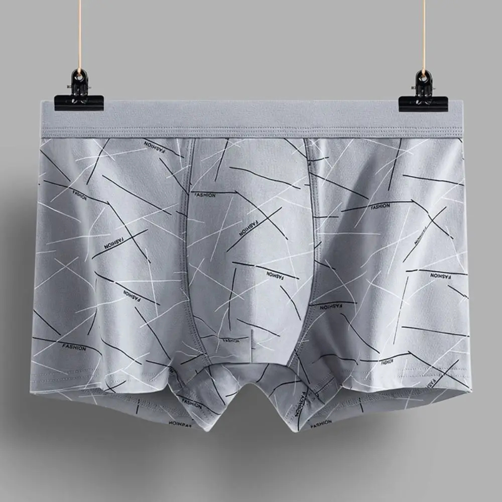 

5Pcs Stripe Letter Men's Flat Panties Mid Waist Seamless Simple Boxers Shorts Underpants Large Size Men's Underwear Male/Boys