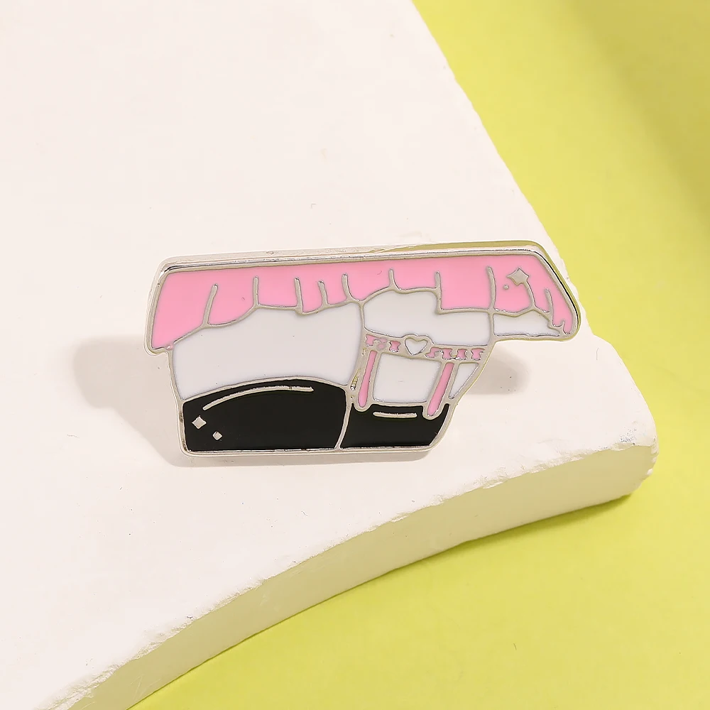 Pretty Pink Short Skirt Pins Black Suspender Socks Enamel Brooches For Women Girls Gift Cheap Jewelry Wholesale view 4