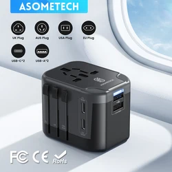 Universal Travel Adapter USB Charger 2 USB and 2 Type C Port Wall Charge for US EU UK AUS International Travel Adapter