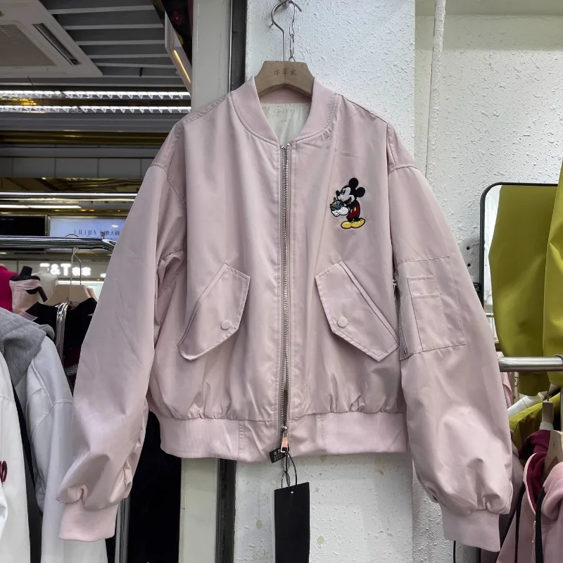 Veste de Baseball pour femmes, ample, courte, taille moyenne, manches longues, broderie, industrie lourde, dessin animé, nouveau manteau Y2k, printemps 2025
