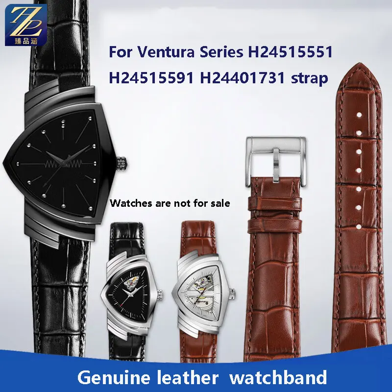 21mm Cowhide Watch Band  For Hamilton Ventura Series H24515551 H24515591 H24401731 Lea-ther Watch strap Black Brown Wrist stra