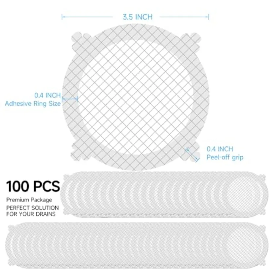 Pack Disposable Shower Drain Cover Hair Catcher Shower Drain Mesh Stickers, Bathroom, Bathtub, Kitchen, Sink, for Human and pet