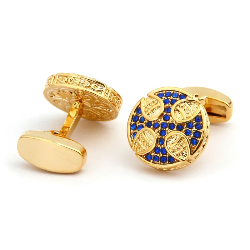 Round Zircon Cufflinks Retro Light Luxury Men High-quality Tourism Commemorative Opening Ceremony Formal Attire Suit Accessories