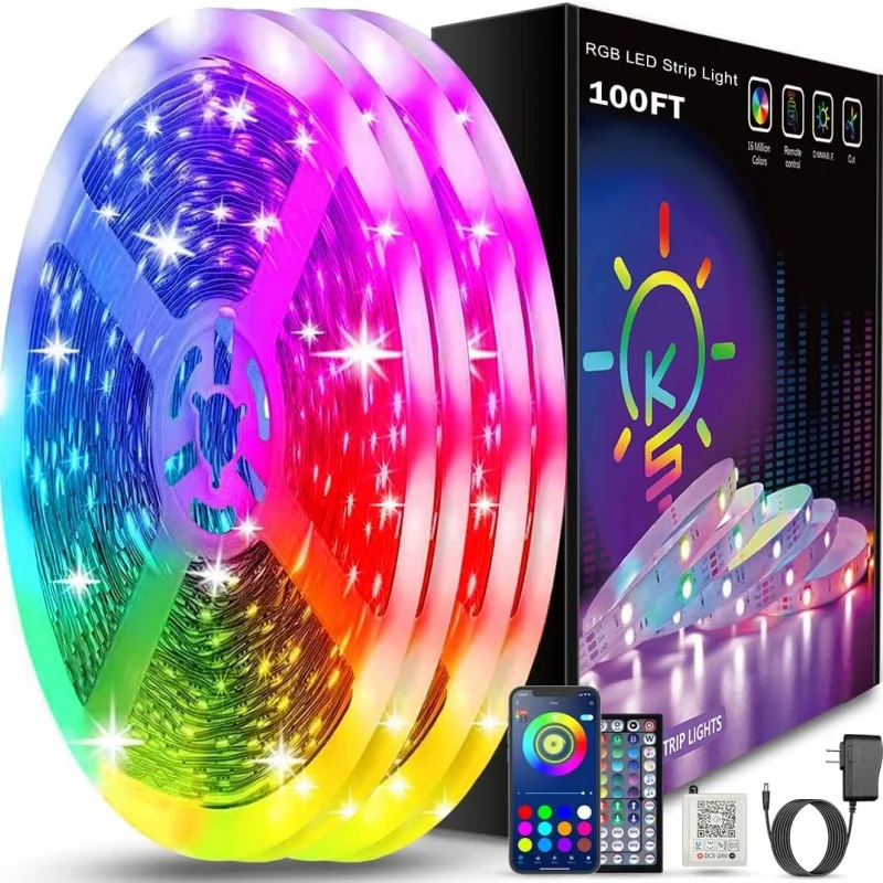 

2m-20m Smart LED Strip Lights Music Sync RGB 5V with App & Remote Control Flexible Diode for Christmas Party Room Decoration