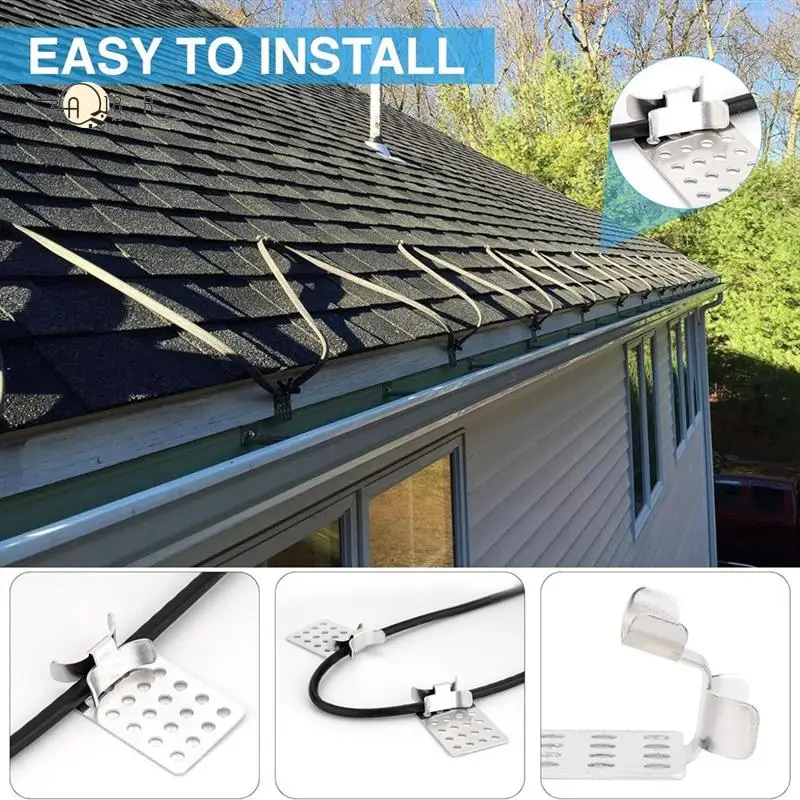 

A18R -Roof De-Icing Cable Clips, 100 Pack Aluminum Roof Clips, Metal Clip, Heat Cable Roof Clip, De-Icing Cable Clamps