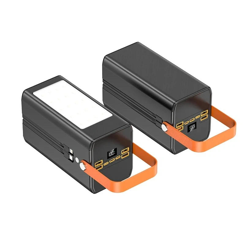 

Large Capacity Solar 100000 mAh Power Pack Fast Charge 4 USB Type-C Output Power Pack with Cable Camping Light