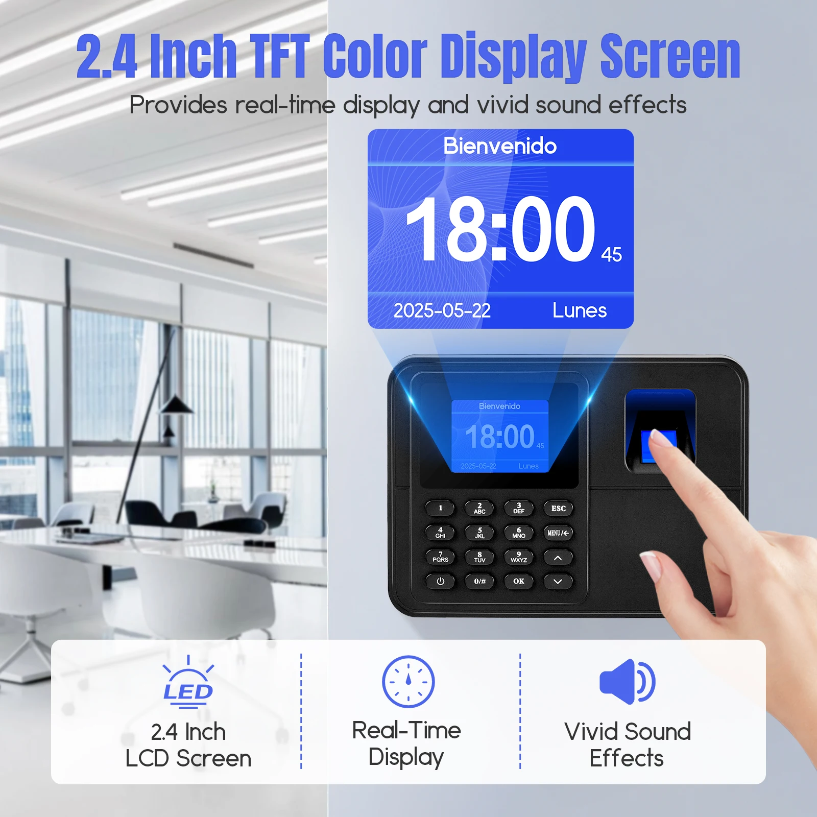 Attendance Machine Employee Biometric Fingerprint Password Time Attendance Machine Time Clock time machine with 2.4 TFT U-Disk