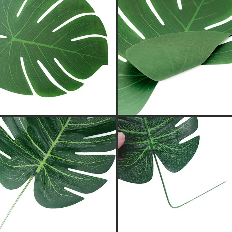 5/10/20 قطعة أوراق النخيل الاصطناعية الخضراء الاستوائية الحرير الاصطناعي أوراق السلحفاة للمنزل هاواي لوا شاطئ حفل زفاف ديكور
