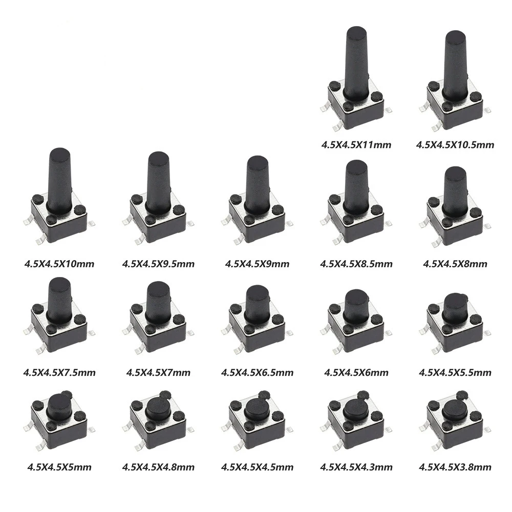 100 PCS 6*6*4.1~10 4 Pin Patch Micro Tact Switch Key Tactile Push Button Induction Switch 6x6 Series for Keyboard And Gaming