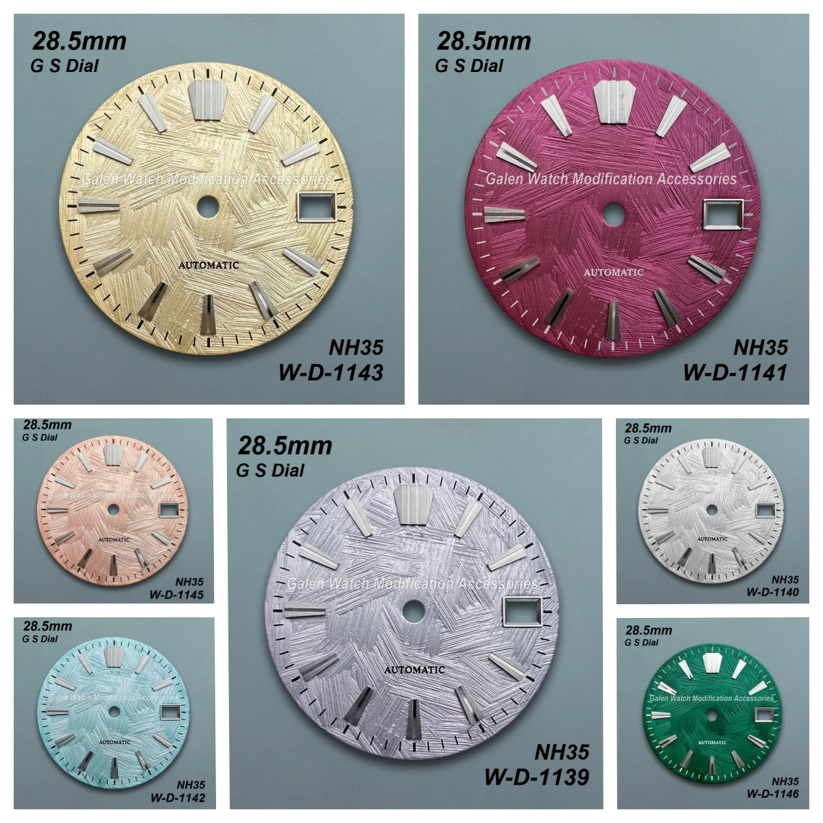 28.5 مللي متر G S شعار فرشاة الطلب لحركة NH35/NH36/4R/7S لا مضيئة ساعة عالية الجودة تعديل الملحقات #1