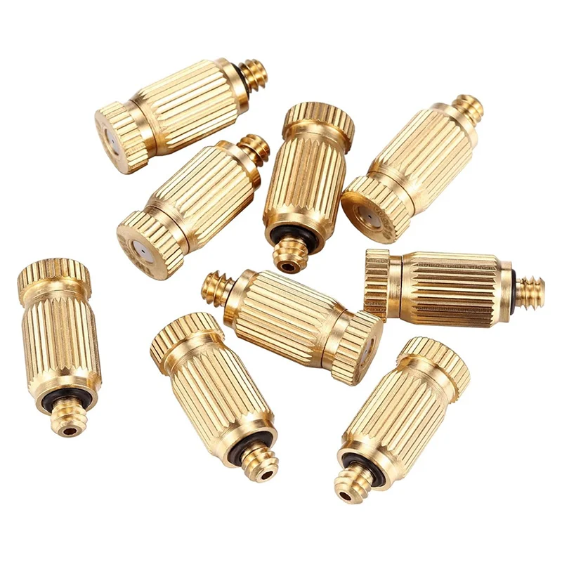 【Flash-Deal!】Brass Misting Nozzle Outdoor Anti Drip Sprays Head 10 Pieces 0.02 Inch/0.5Mm Orifice High Pressure