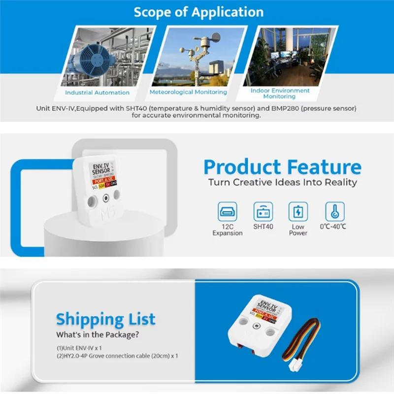 N82R ENV IV Integrated Sensor For Precise Environmental Data: Temperature, Humidity, Air Pressure Using SHT40+BMP280