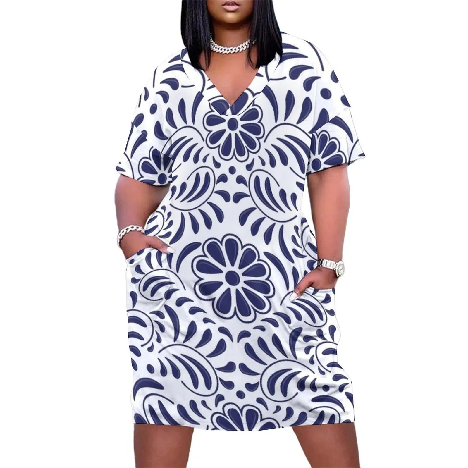 

Talavera art Loose Pocket Dress Women's summer skirt Long veiled dresses beach dress luxury women's party dress evening prom