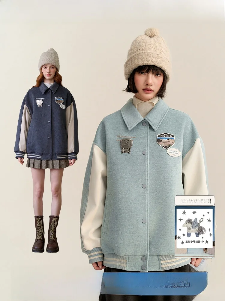 

Бейсбольная куртка TAKEANAP Nap Time с вышивкой, утепленная, осенне-зимняя верхняя одежда для женщин, свободный крой, на пуговицах...