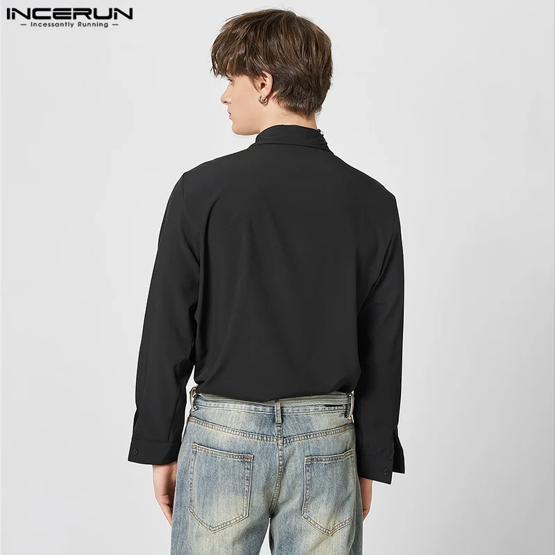 INCERUN 2024 Men Shirt Embroidered Tassel Patchwork Lapel Long Sleeve Button Fashion Camisas Streetwear Casual Men Clothing 5XL