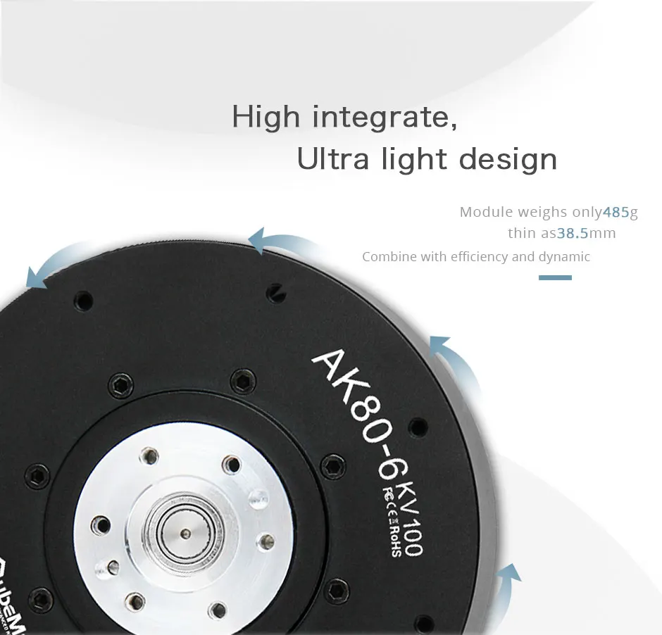 Motor T CubeMars AK80-6 KV100, Motor sin escobillas para robots dinámicos, módulo dinámico robótico con codificador de controlador