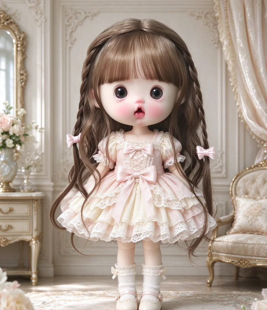 Doll accessories hair for doll OB11 double braids wig 5-6" or 14cm head circumference BJD doll mohair free shipping