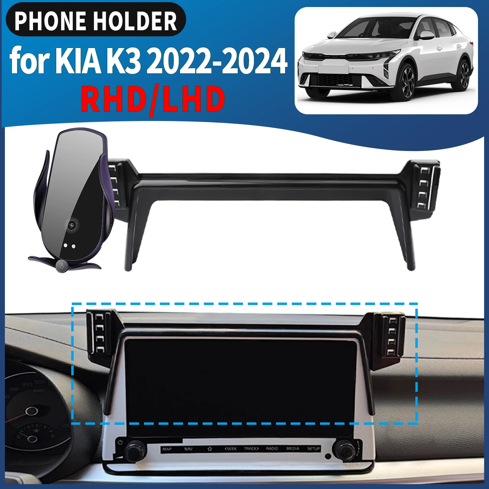 

fit for KIA K3 2022 2023 2024 RHD/LHD Car Phone Holder Mount Vehicle-Specific GPS Navigation Easy Installation accessoires