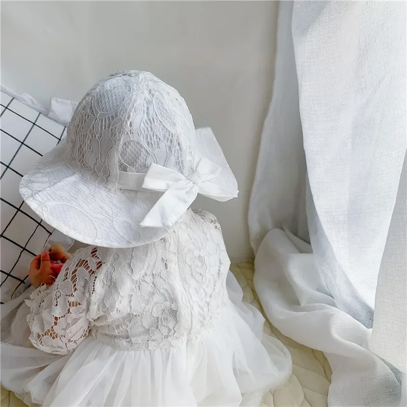 New Summer Panama Baby Sun Hat Outdoor Baby Girls Hat Lace Bowknot Cotton Baby Hat Kids Sun Caps Toddler Sunscreen Cap
