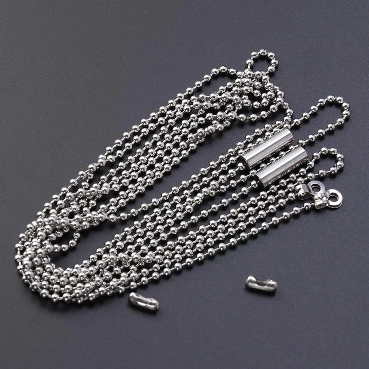 

3pcs Silver Pull Beaded Roller Chain Adjustable Durable For Ceiling Dog Tag Pendant Necklace Home Decor Hardware Chain
