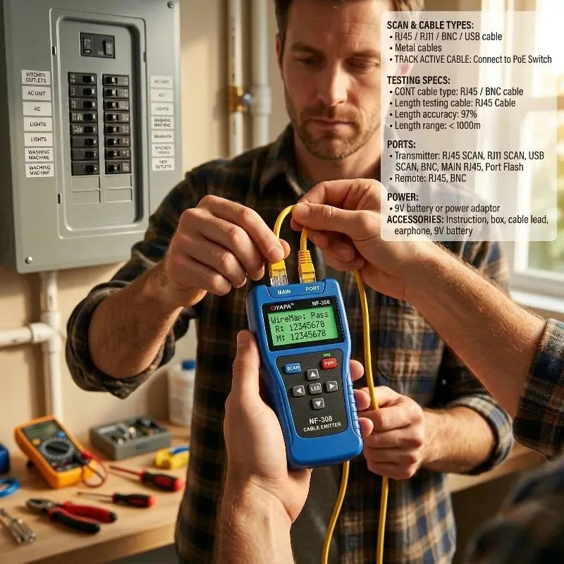 NOYAFA NF-308 All-in-one Network Wire Tracer Kit Multifunctional Cable Tester Line Finder for Network Cabling Repair Tool