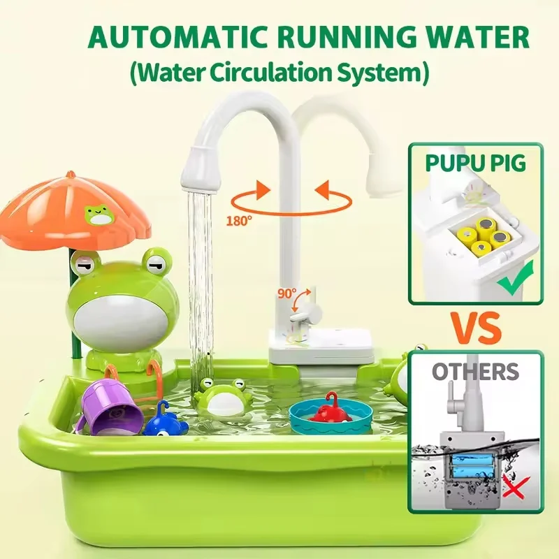 Nieuwe Speelgootsteen Met Aanrecht Kraan Water Elektrische Kraan Spelen Keuken Speelgoed Zwembad Drijvend Vissen Speelgoed Water Spelen Gift