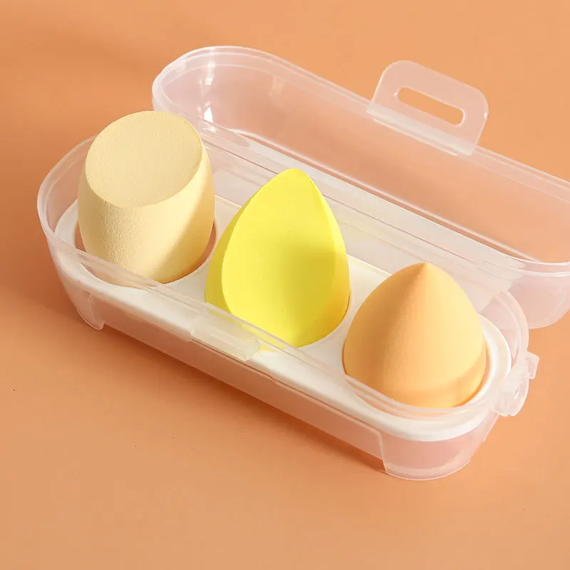 4 grids 8  egg carton beauty makeup  set Soak water to enlarge foundation sponge powder puff dry and wet