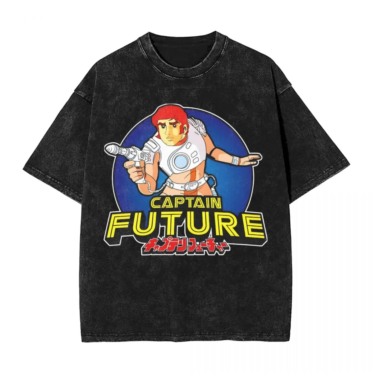 Anime Captain Future Washed T Shirts Streetwear Hip Hop Cool T-Shirt Tees Men Women 100% Cotton Oversize Summer