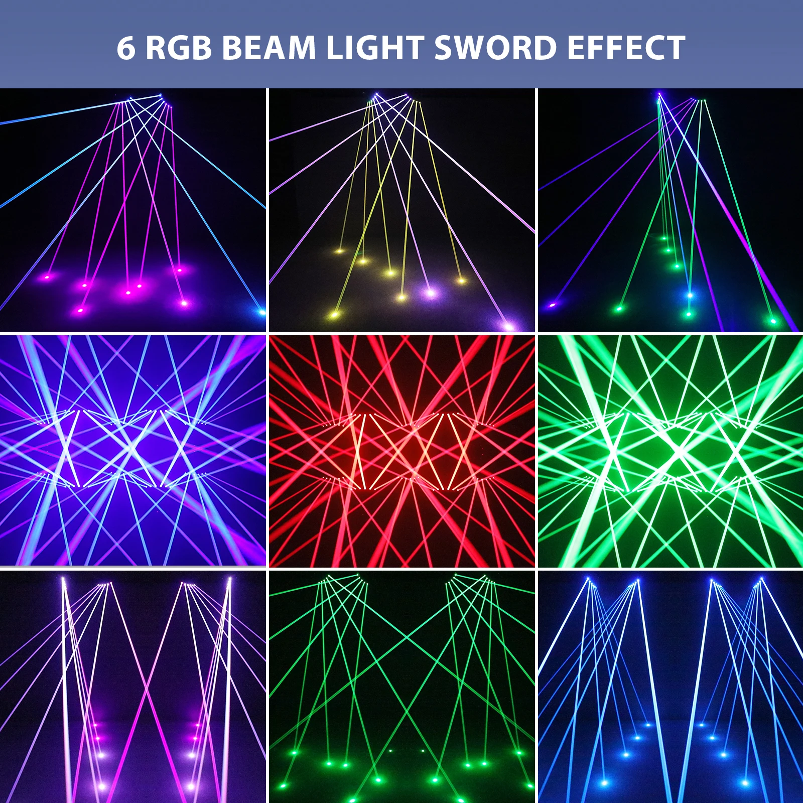 60W 6LED RGB Laserlichten Podiumeffectverlichting Spraakbesturing DMX Moving Head Light voor Party Concert Theater Live Show Bar Club