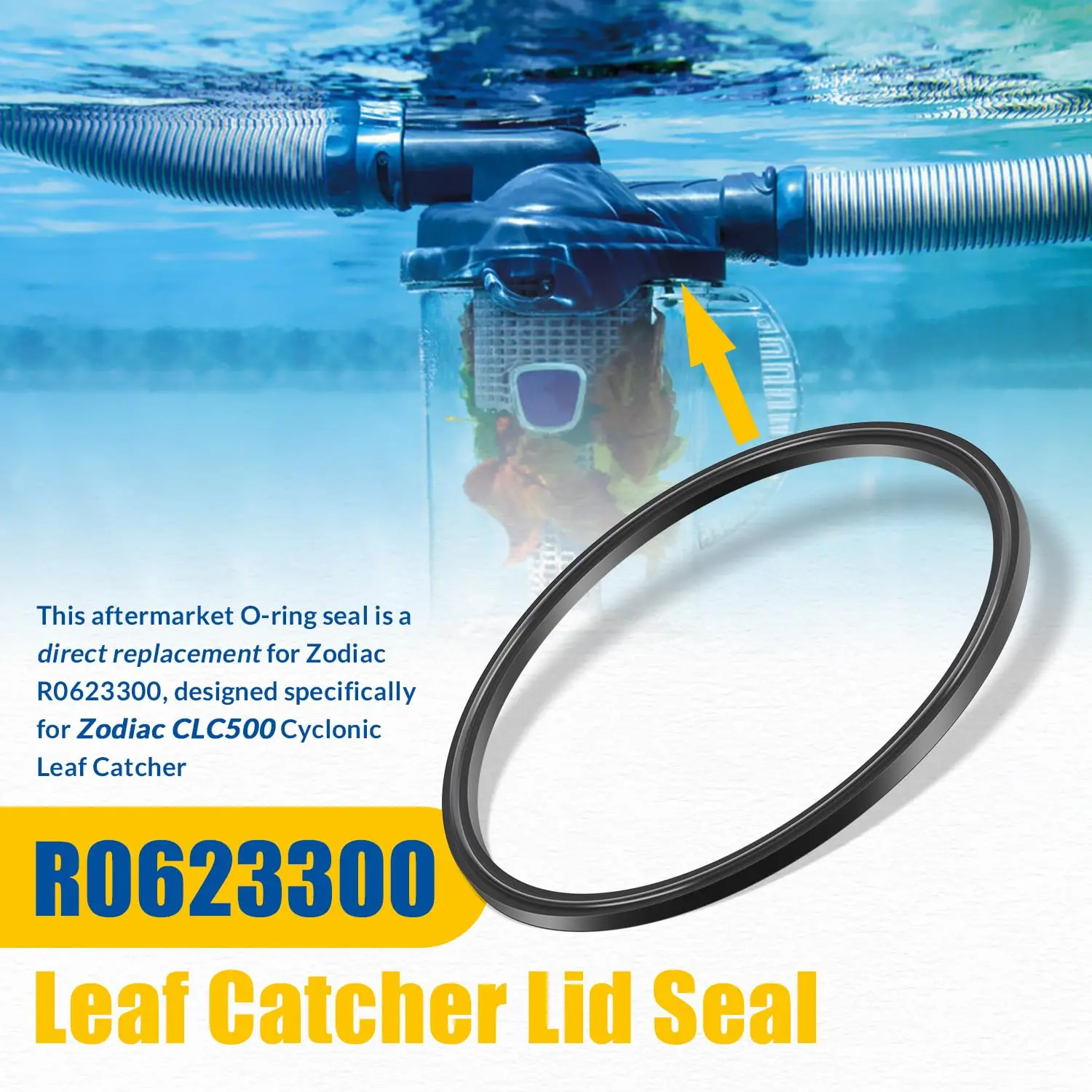 TM R0623300 O-Ring Seal and R0623400 Relief Valve, Replacement Parts for Zodiac CLC500 Cyclonic Leaf Catcher, Durable Rubber view 3
