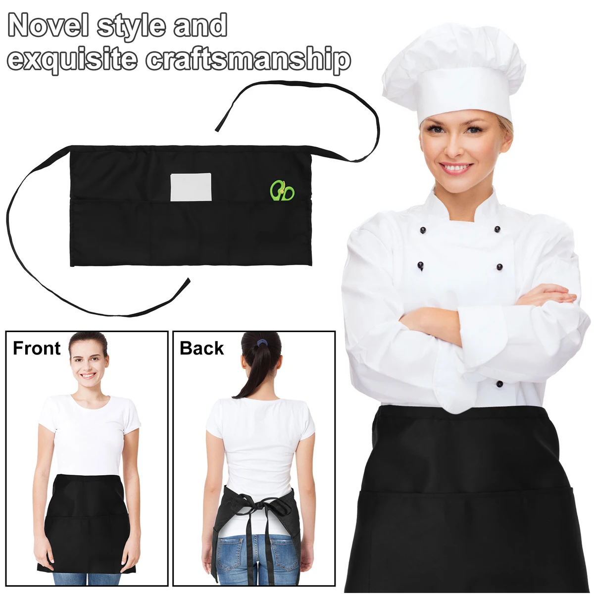 1/2PCS Kitchen Apron Retro Aprons Long/Short Waist Adjustable Ruffle Side Vintage Cooking Aprons with Pockets For Woman Men Work