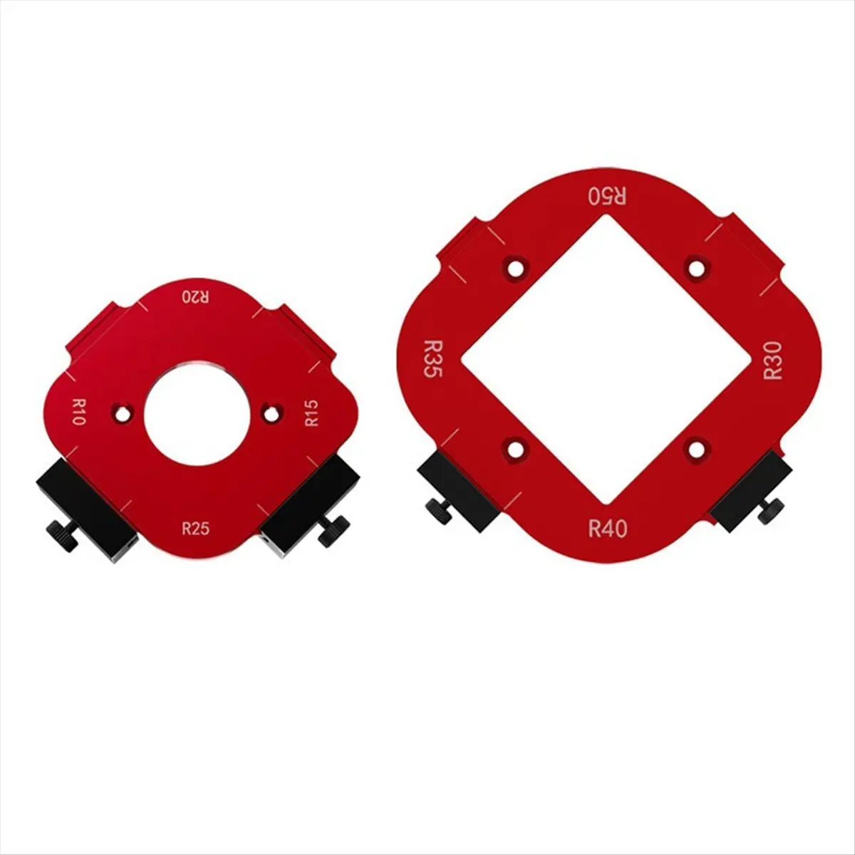 |NEWABAG|2PCS Woodworking Router Templates R10-R50 Radius Jig 4-In-1 Arc Angle Positioning Template, Corner Radius