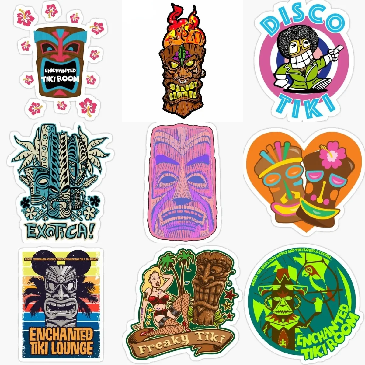 

Tiki Mask Native Hawaiian Totem Personalized PVC Waterproof Stickers Accessories for Decorate Car Wall Table Camper Off-road