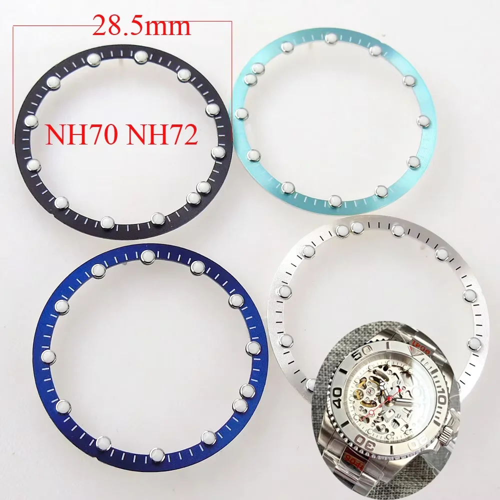 28.5mm*24.5mm Watch Dial Circle Plate for NH70 NH72 Skeleton Movement Hollow Dial Ring C3 Luminous Watch Accessories