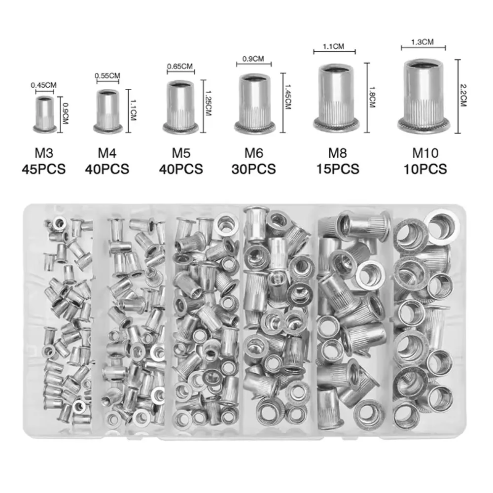 180 Aluminum M3 M4 M5 M6 M8 M10 Rivet Nuts Flat Head Thread Insert Nut Rivet Cap Set Thread Insert Rivet Nut
