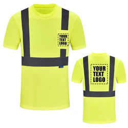 AYKRM Reflective T-shirt High Visibility Short Sleeve Fluorescent Workwear Safety Work Running  Tee Top Streetwear