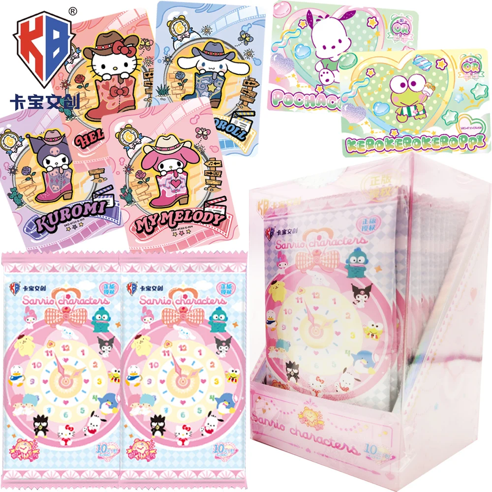 KB Sanrio Characters Cowboy Time Clock Theme Collectible Trading Cards Booster Box, Hello Kitty Kuromi My Melody Cinnamoroll