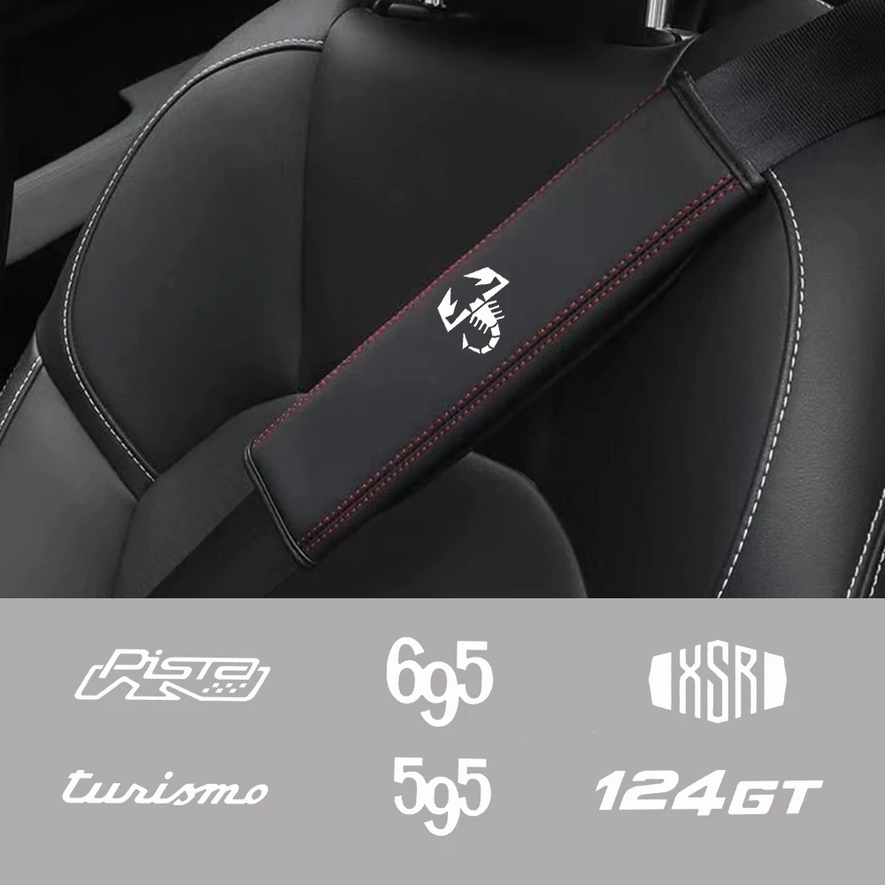2PCS High Quality Car Seat Belt Protection Shoulder Pad Cover For Abarth 124 GT 595 124 SPIDER 695 PISTA TURISMO XSR