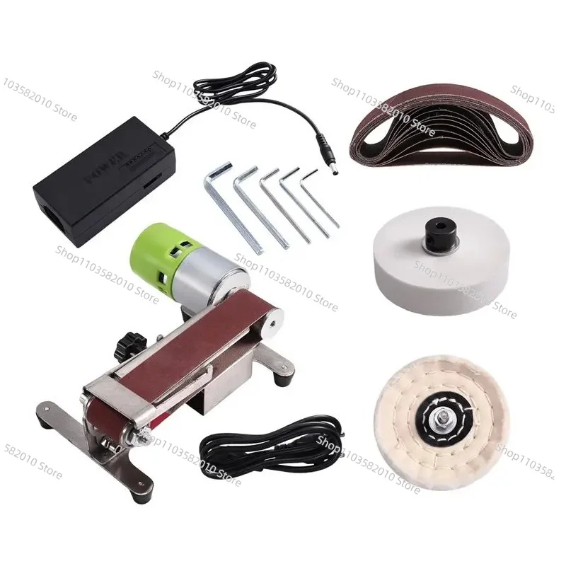 EU Plug Mini Belt Sander Electric Polishing Machine Small Sand-Belt 7-Speed Adjustable With 10 Sanding Belts