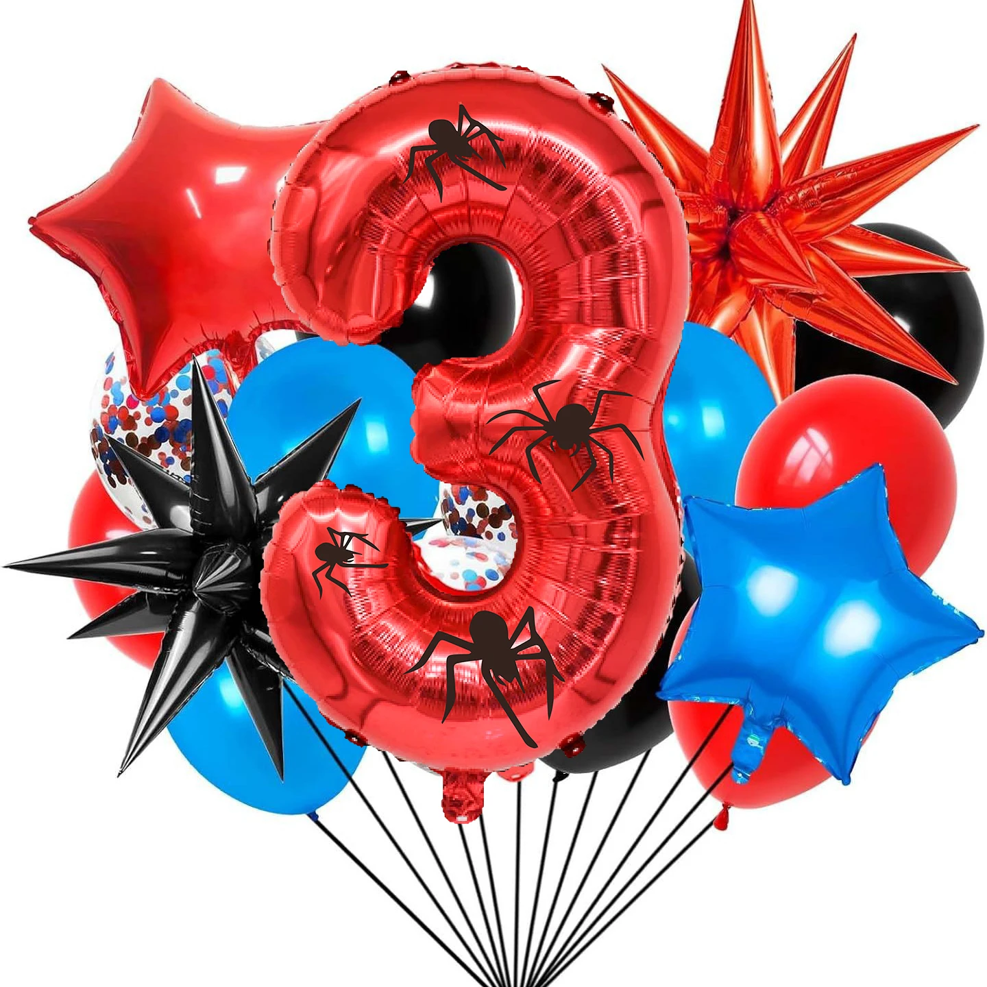 1 Juego de Globos de Araña Rojos con Número, Decoración para Fiesta de Cumpleaños, Tema de Superhéroes, Fiesta Infantil, Globos de Araña y Estrella, Baby Shower