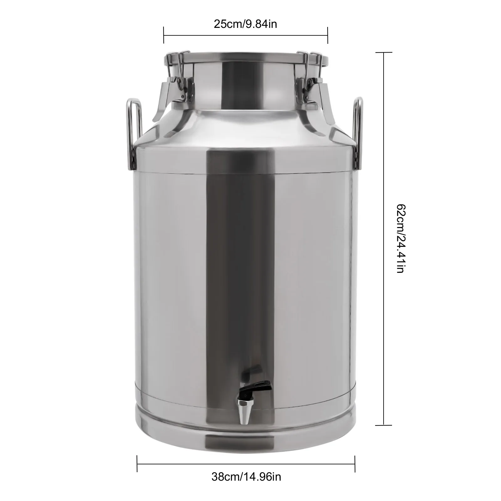 60L/15.85Gal Stainless Steel Milk Can Sealed Bucket Wine Barrel with Silicone Seal Heavy Duty for Milk and Wine Liquid Storage