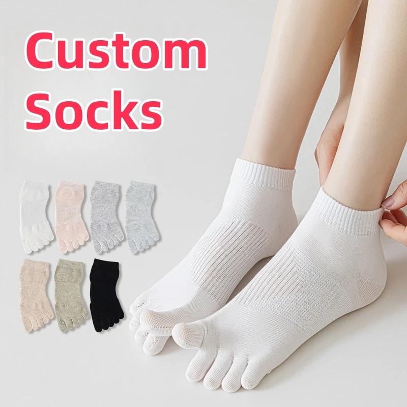 Miosam custom logo socks High quality Invisible Toe Seam socks cotton socks casual thin breathable soft 5 toes socks for woman