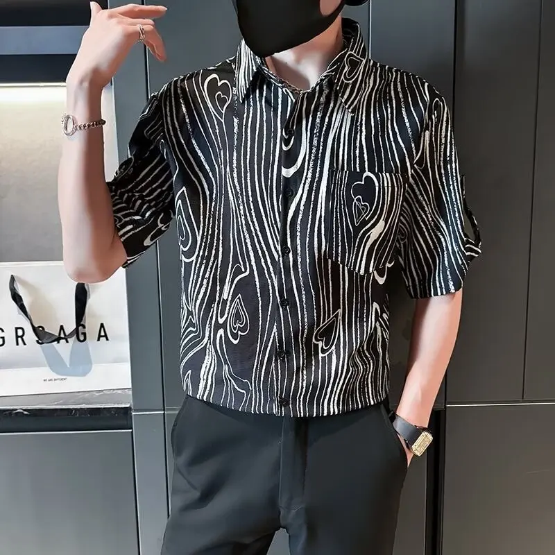 

Summer Large Size 250 Pou Retro k Stripe ort Sve Men's Casual Design Sensation irt Trendy Brand Loose Fit