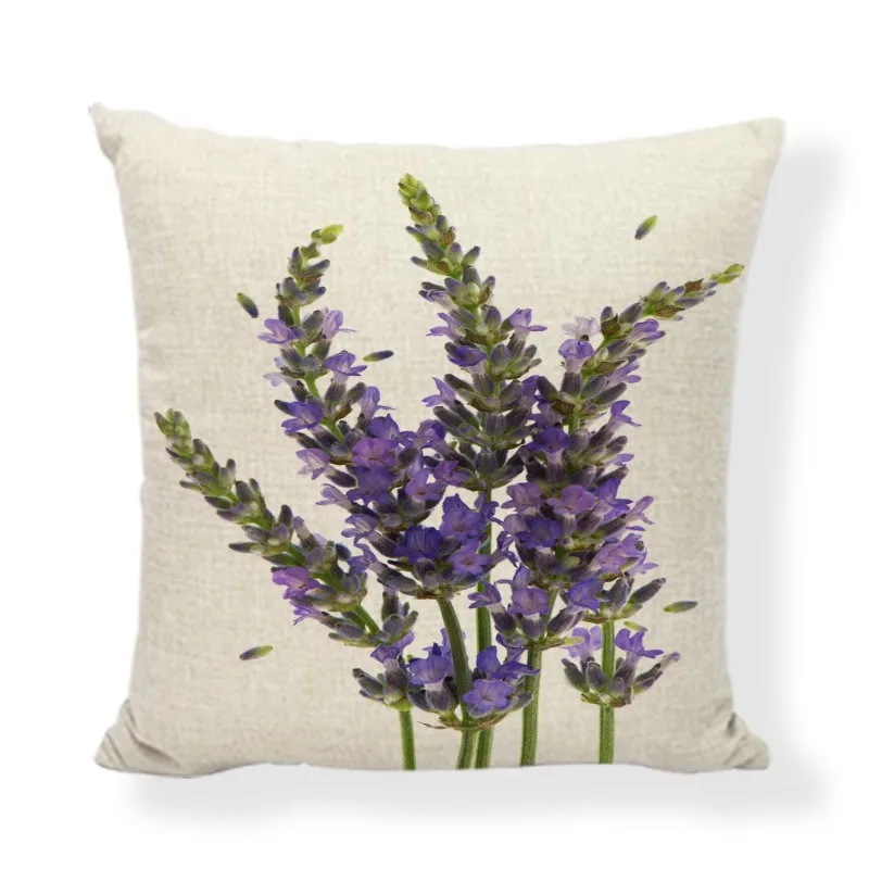 Flower 2025 Lavender Cushion Cover 45x45 Purple Flowers Letter Pillowcase Farmhouse Home Sofa Car Decorative Throw Pillow Cover