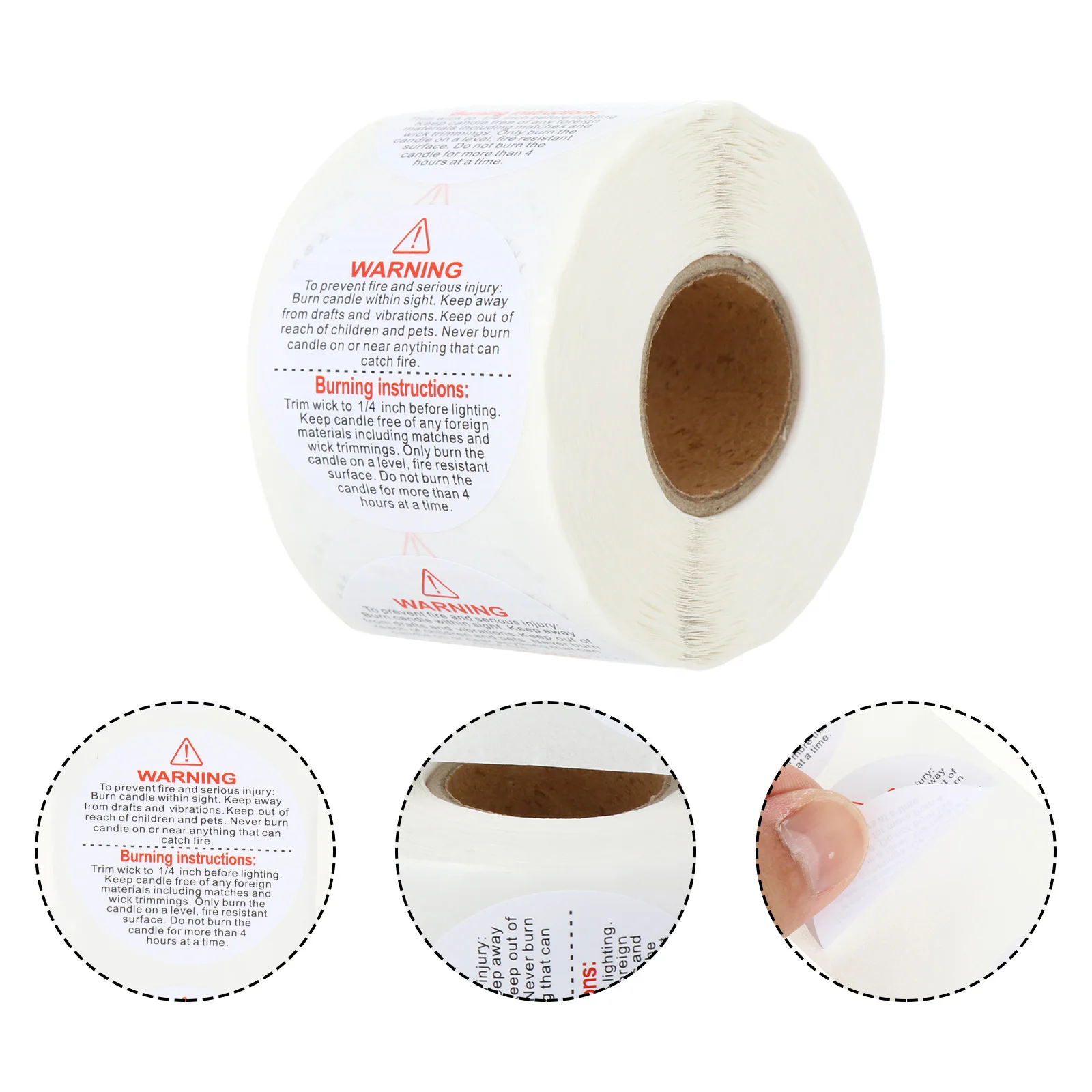 1 Uds. 1 rollo de etiquetas de seguridad, pegatinas adhesivas de advertencia para tarros, calcomanía de seguridad para derretir cera, etiqueta redonda extraíble para tarros