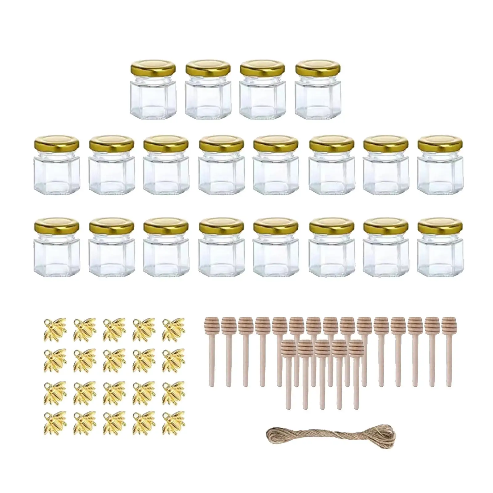 20x Small Glass Jars Honey Jars for Canning, Storing, and Decorative Purpose Candle Making Party Favors Liquids Honey