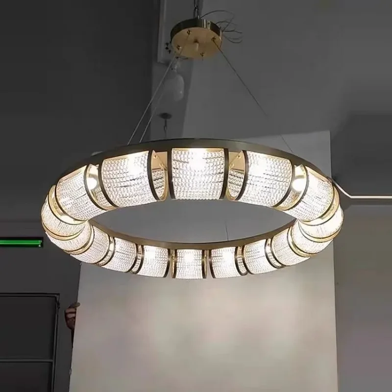 Lekki Luksusowy Salon Okrągłe Kryształowe Lampy Wiszące Sypialnia Kreatywna Jadalnia Willa Salon Wejście Żyrandol Oświetlenie