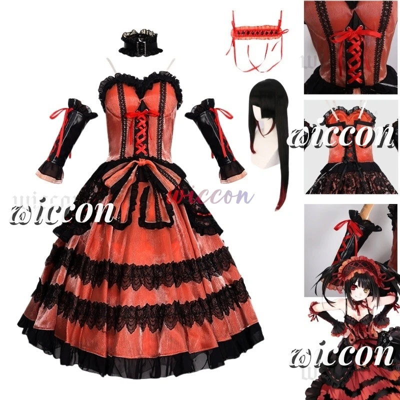 

Tokisaki Kurumi Cosplay Anime Date A Live Costume Gorgeous Sweet Uniform Dress Headwear Halloween Party Role Play Clothing S-3XL