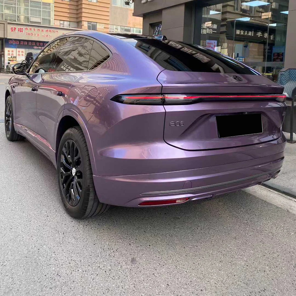 Purple Car Vinyl Wrap PET Chrome Silver Bubble Free Long Lasting Automotive Color Change Film for Vehicle Customization