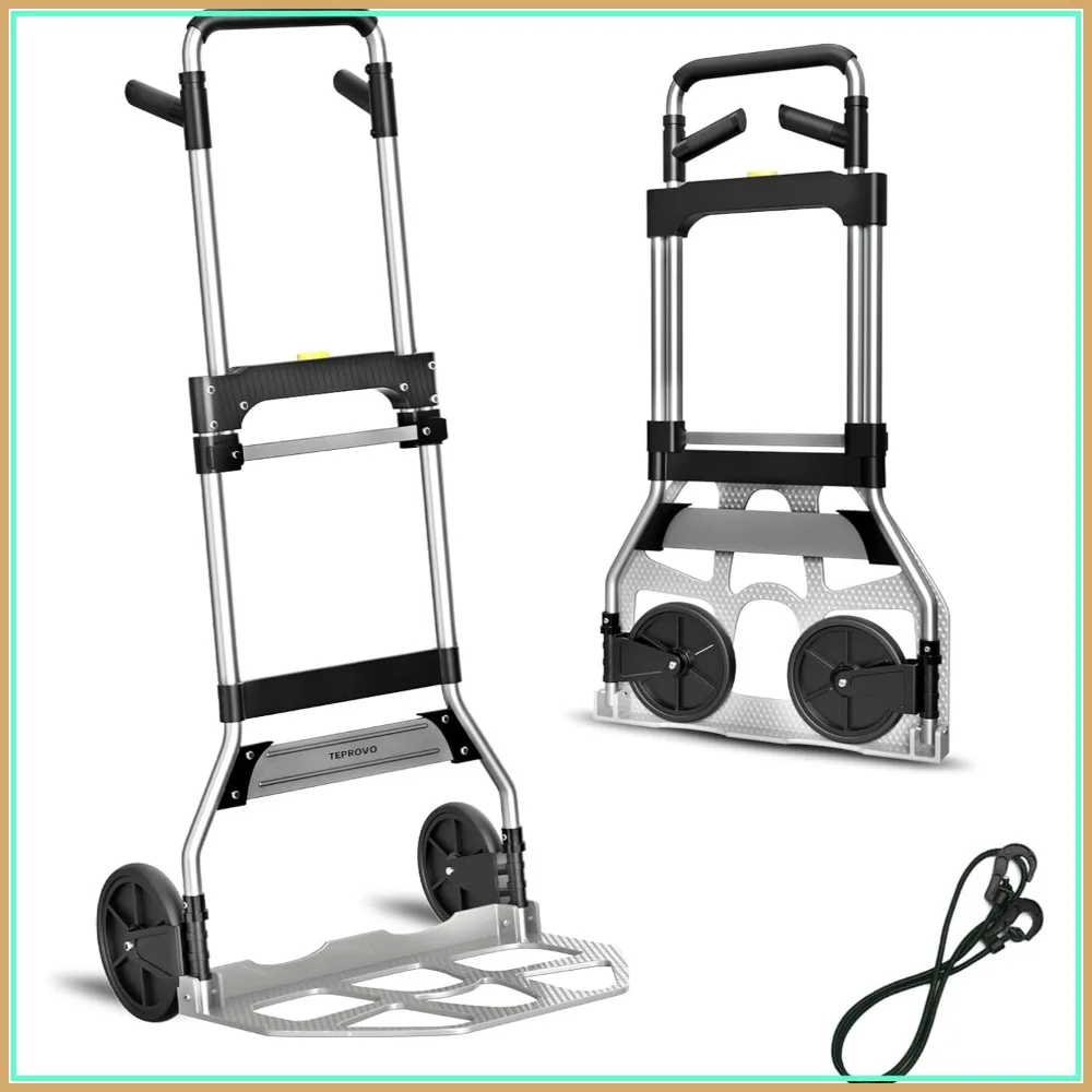 

Portable Aluminum Dolly Cart with Telescoping Handle, 340LB Capacity, 7 Inch Rubber Wheels for Moving and Travel